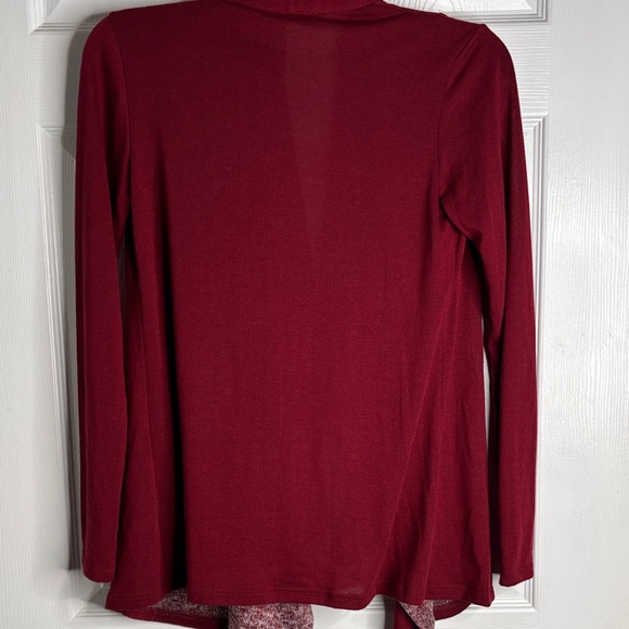 Caramel Burgundy Open Front Cardigan - Picture 3 of 4